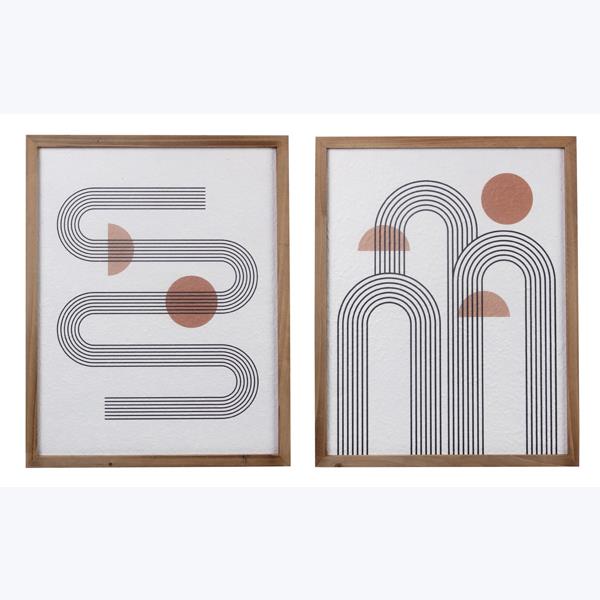 Wood Framed Line Wall Art