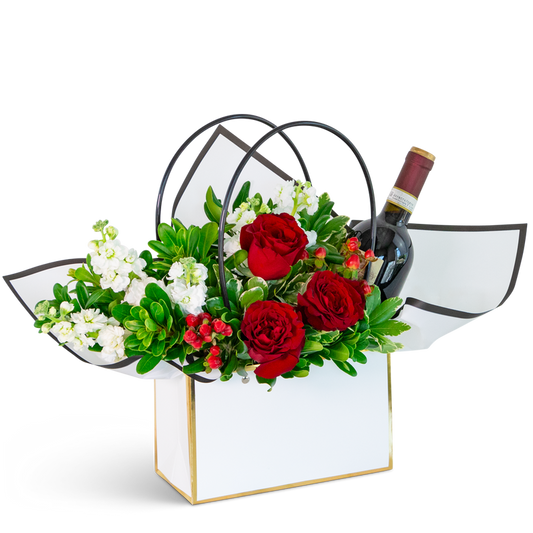 Petals and Pour Tote with Red Wine