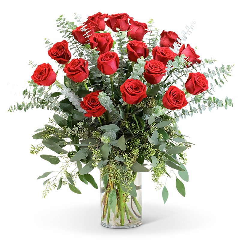 Red Roses with Eucalyptus Foliage (18)