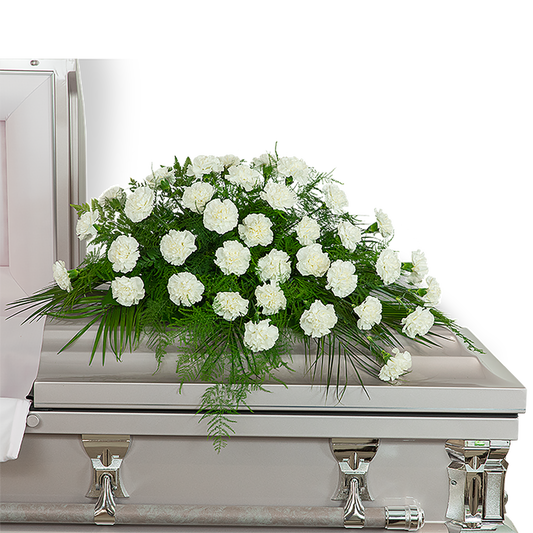 Peaceful in White Casket Spray