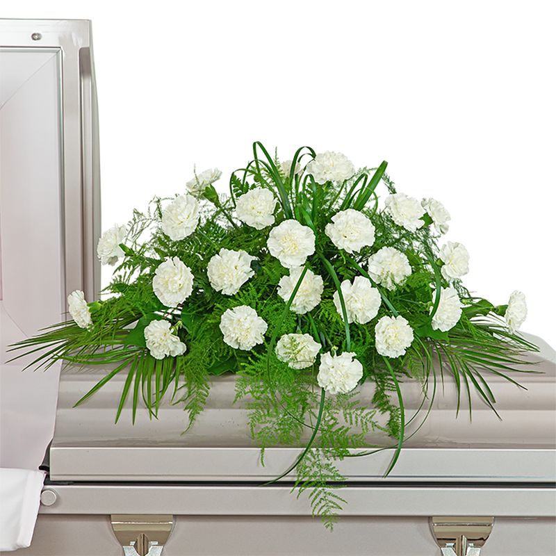 White Divinity Casket Spray