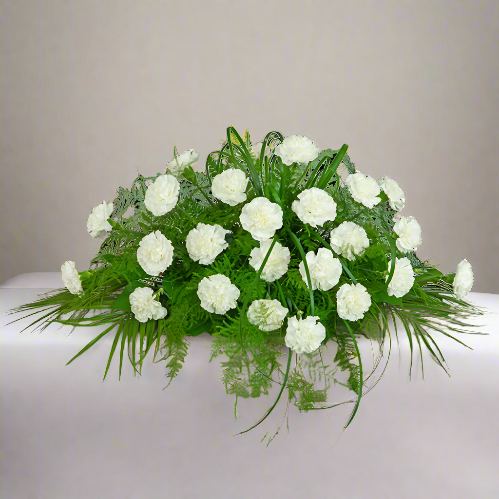 White Divinity Casket Spray