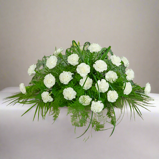 White Divinity Casket Spray