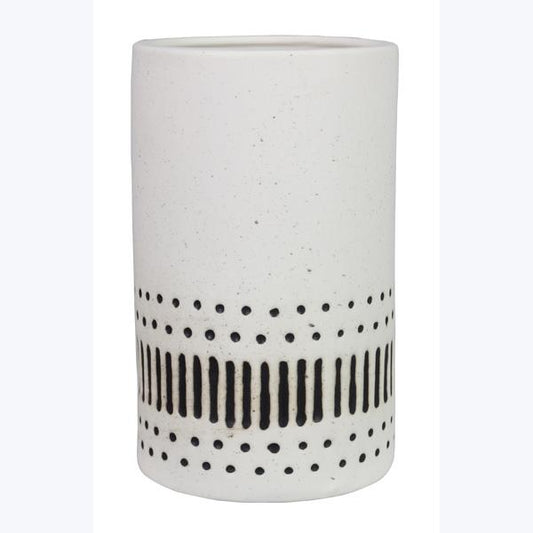 Black And White Stoneware Vase