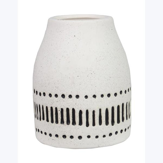 Tapered Black And White Stoneware Vase