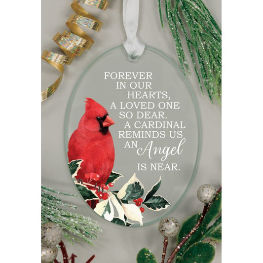 "Cardinal" Glass Oval Ornament