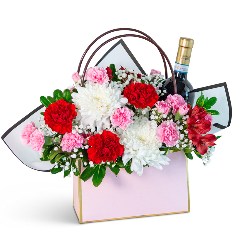 Toast to Romance Tote with Red Wine