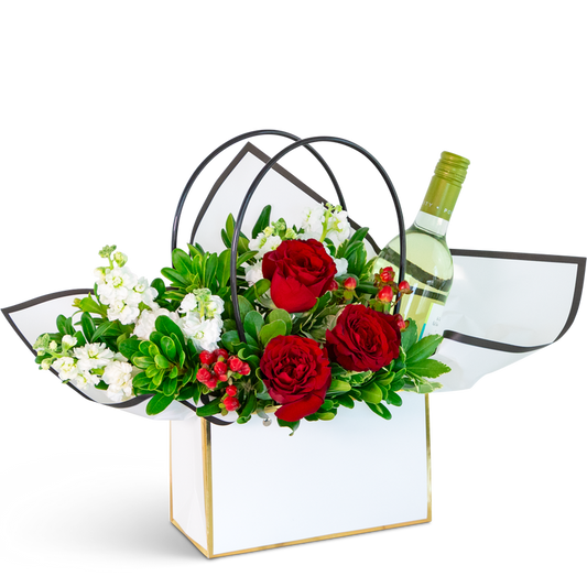 Petals and A Pour Tote with White Wine