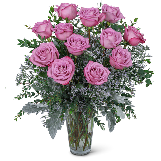One Dozen Angelic Lavender Roses