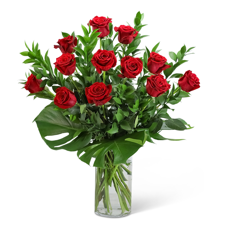 Red Roses with Modern Foliage (12)