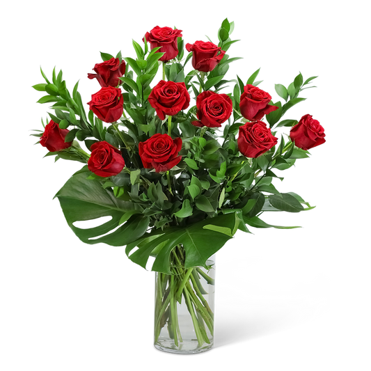 Red Roses with Modern Foliage (12)