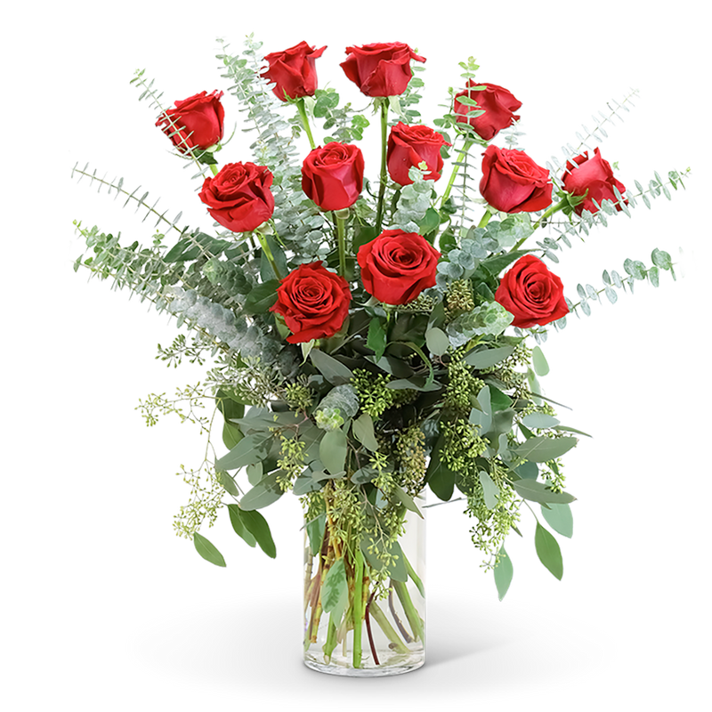 Red Roses with Eucalyptus Foliage (12)
