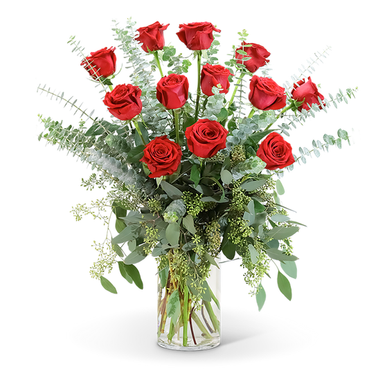Red Roses with Eucalyptus Foliage (12)