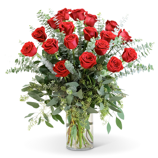 Red Roses with Eucalyptus Foliage (18)