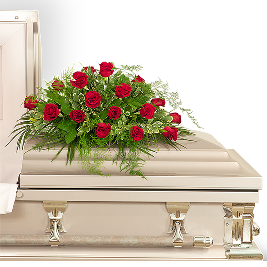 18 Red Roses Casket Spray