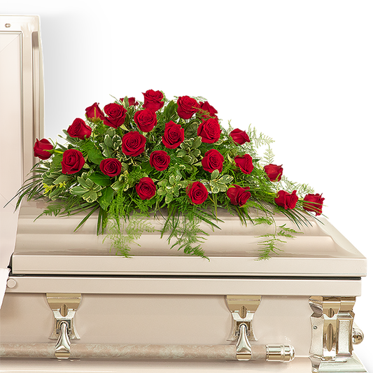 24 Red Roses Casket Spray
