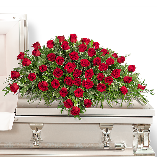 50 Red Roses Casket Spray