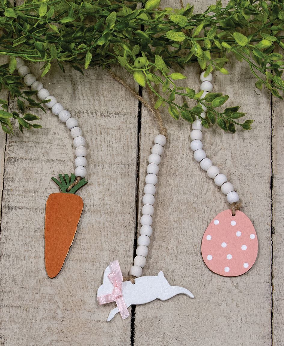 Pastel Beaded Bunny, Easter Egg, or Carrot Ornament, 3 Asstd.